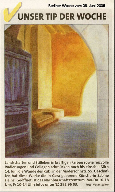 Notiz in Berliner Woche vom 05.06.2005